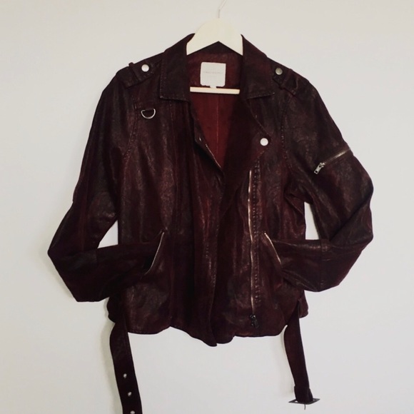 Maroon Moto Jacket🖤 - Picture 2 of 5